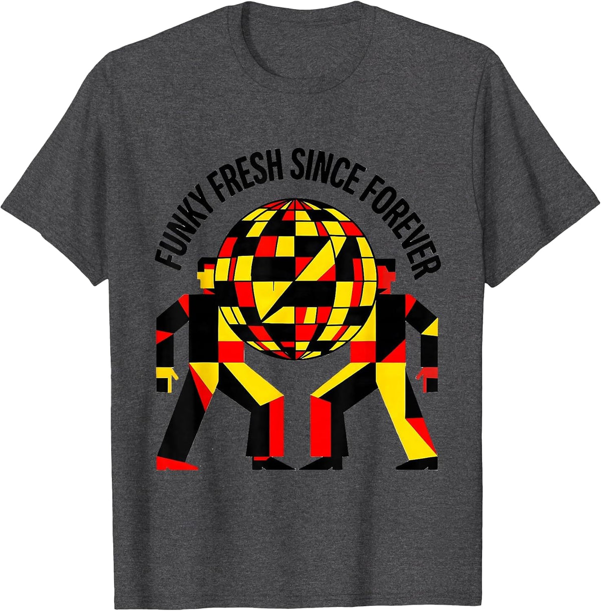 Men's Funky Fresh Since Forever Retro Disco Design T-Shirt - Dark Heather Grey