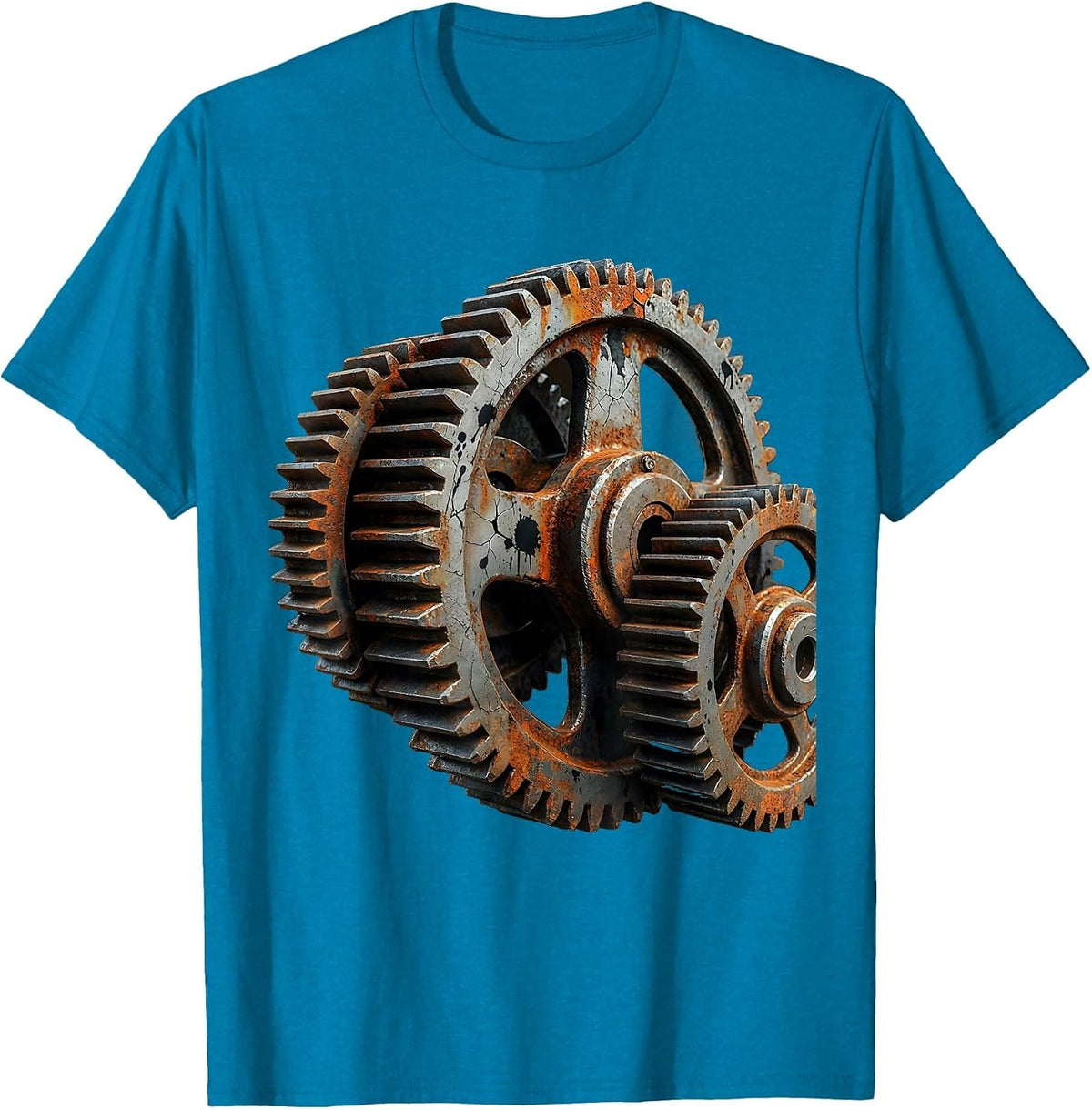 Labor Day Industrial Gears Illustration T-Shirt - Sapphire Blue