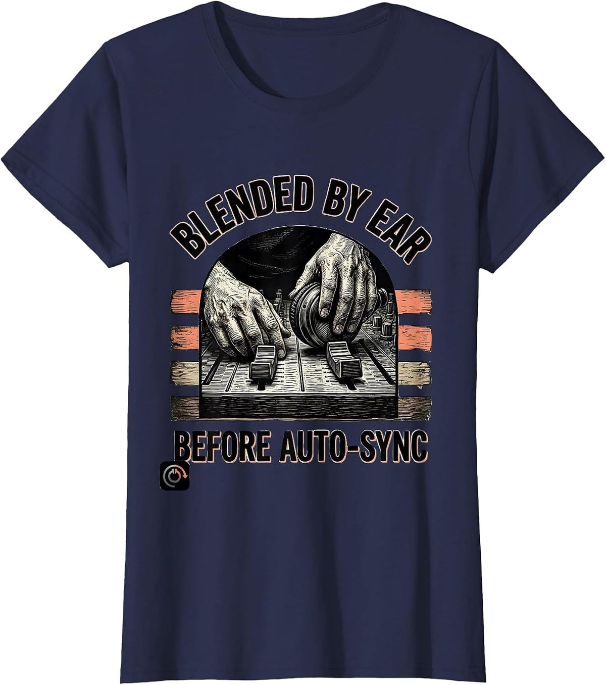 Women's Blended By Ear Before Auto-Sync Funny DJ Gift Vintage Retro T-Shirt - Navy Blue