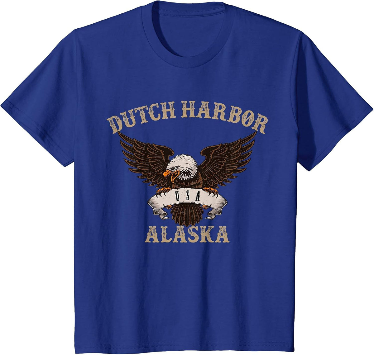 Dutch Harbor Alaska USA Bald Eagle T-Shirt - Royal Blue