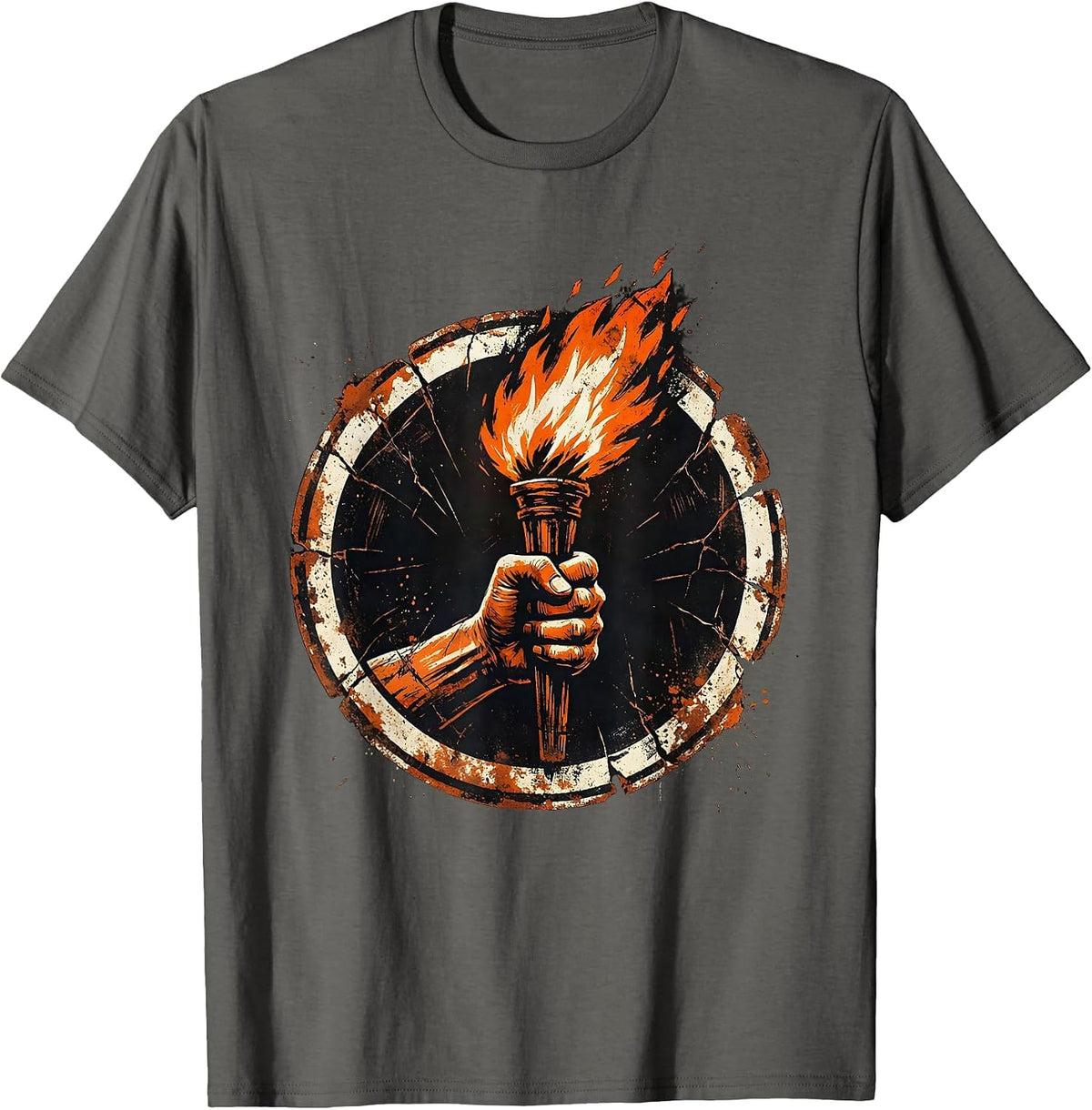 Men's Faith Over Fear Torch Bearer Graphic Design T-Shirt - Asphalt Grey