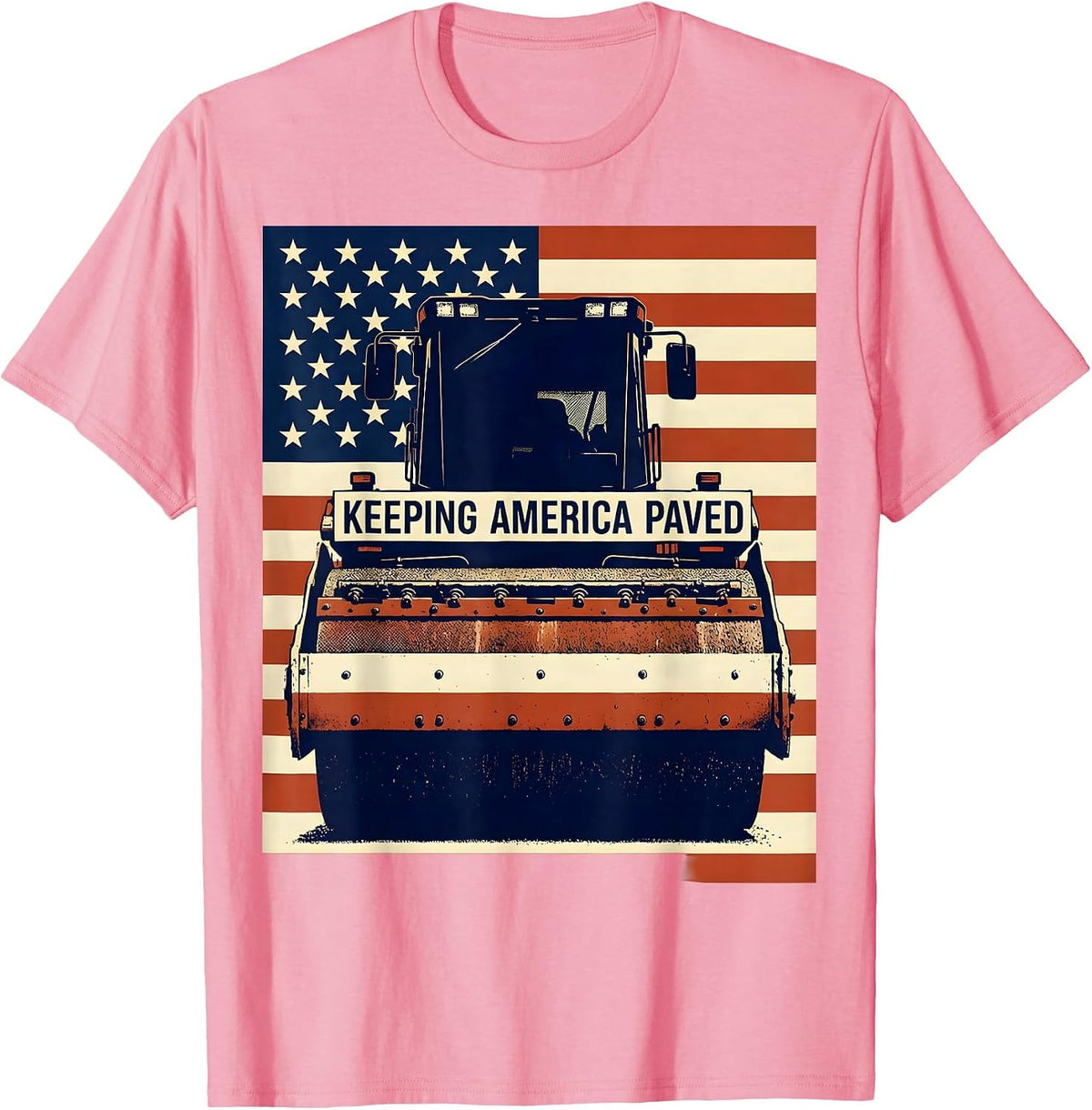 Men's Keeping America Paved Patriotic Occupation Pride Vintage T-Shirt - Pink