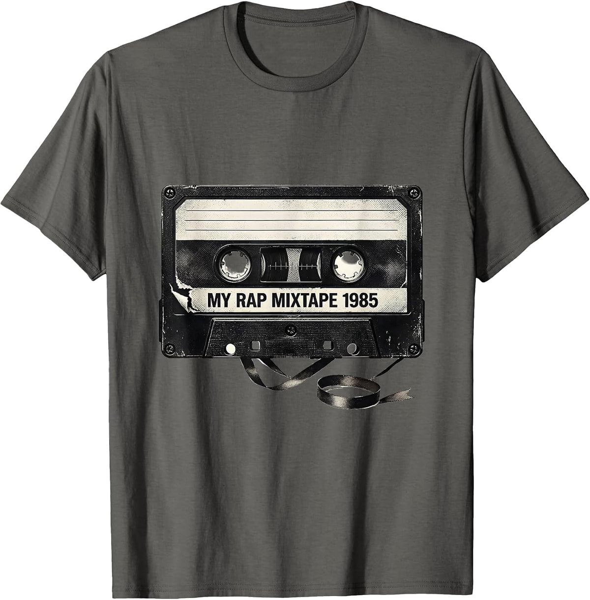 Men's My Rap Mixtape 1985 Retro Hip Hop Nostalgia 80s Mixtape T-Shirt - Asphalt Grey
