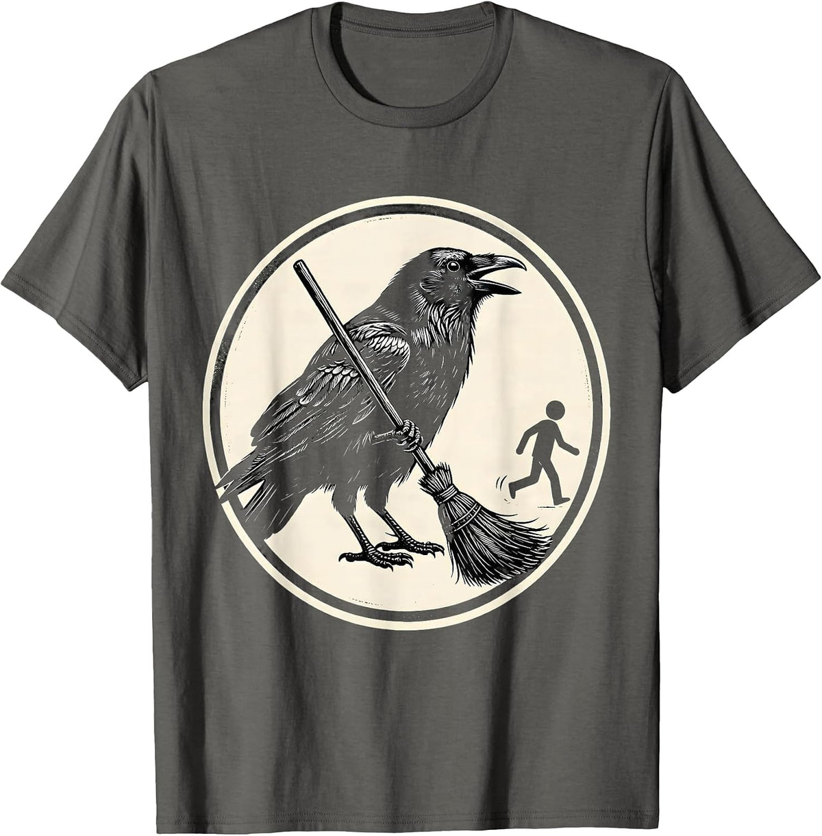 Sealed Crow Gothic Humor Dark Novelty T-Shirt - Asphalt Grey