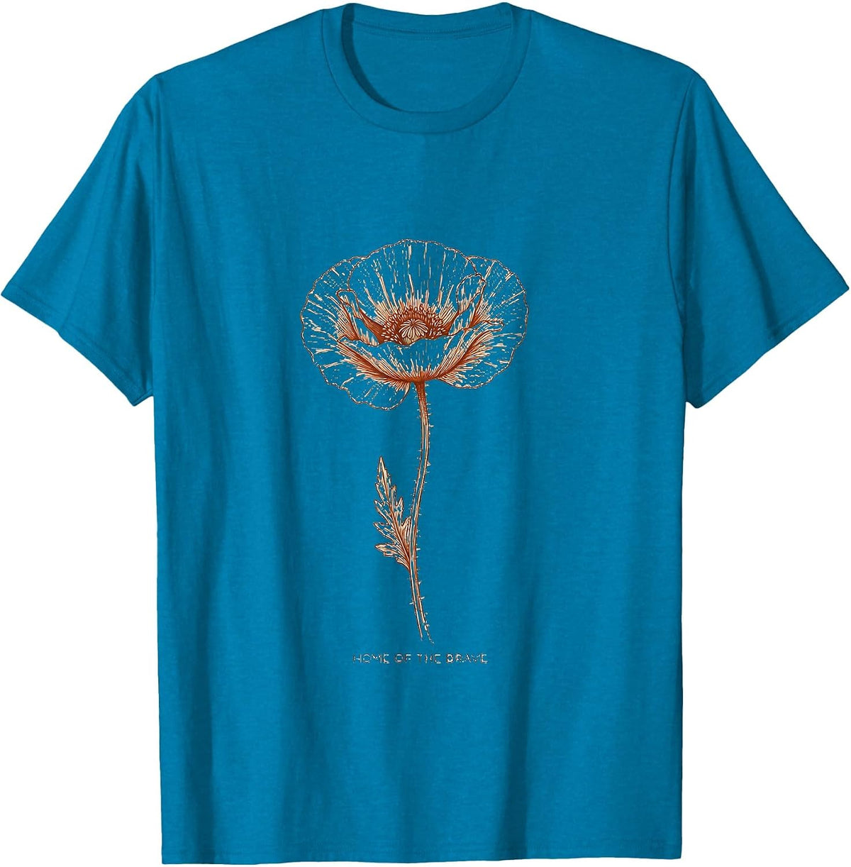 Home of the Brave Veteran Pride Design T-Shirt - Sapphire Blue