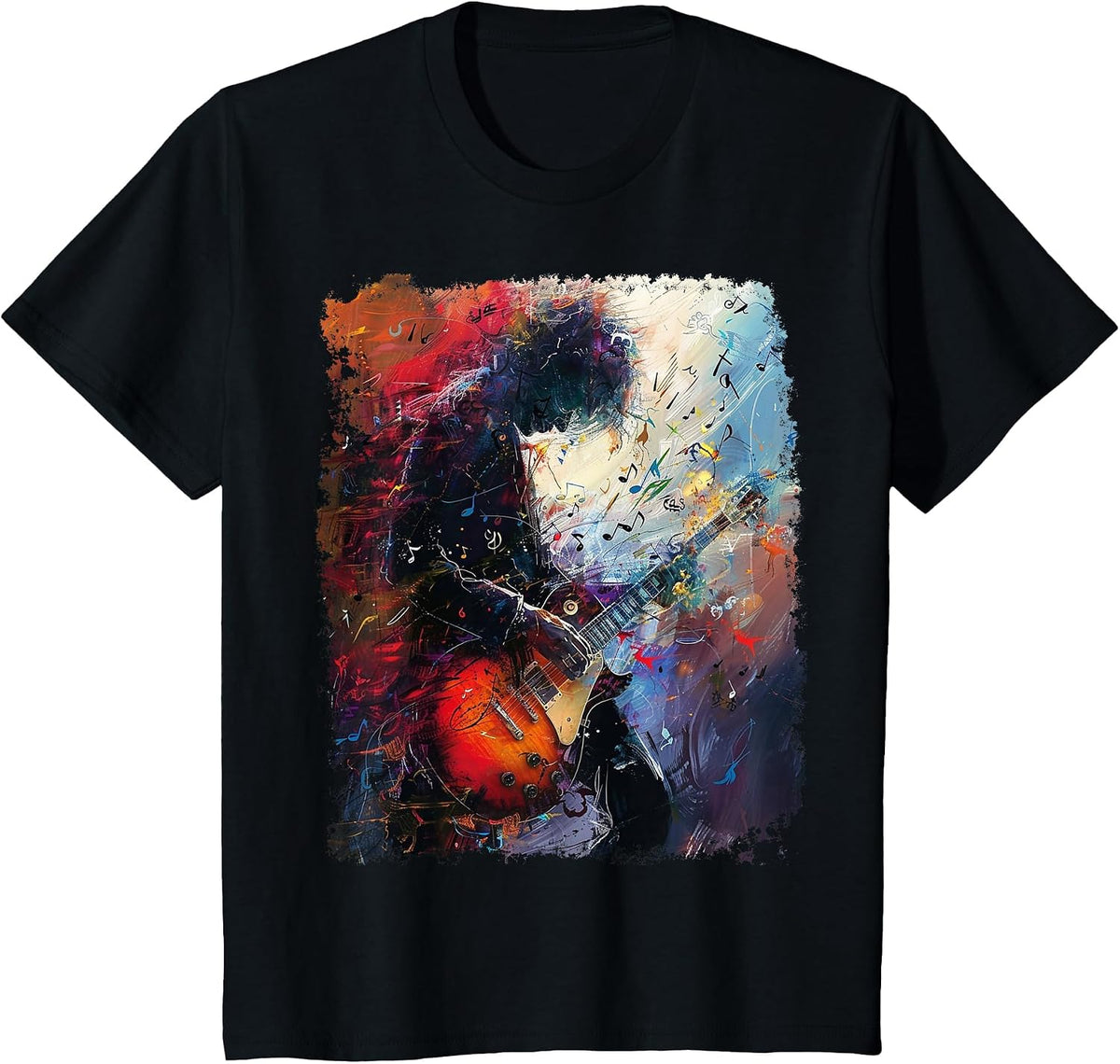 Electric Guitar Rock Band Gutarist I Love Music T-Shirt - Black