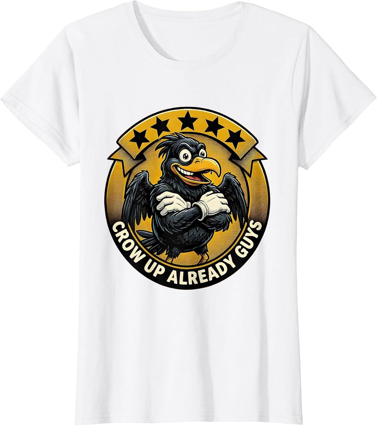 Crow Up Already Guys Funny Crow Design T-Shirt - White