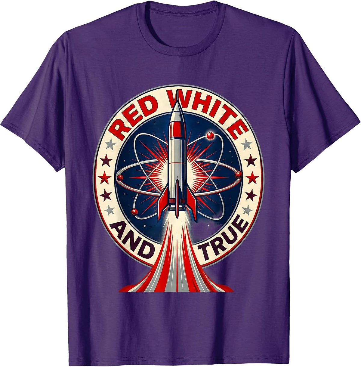Red White and True USA Patriotic Design T-Shirt - Purple
