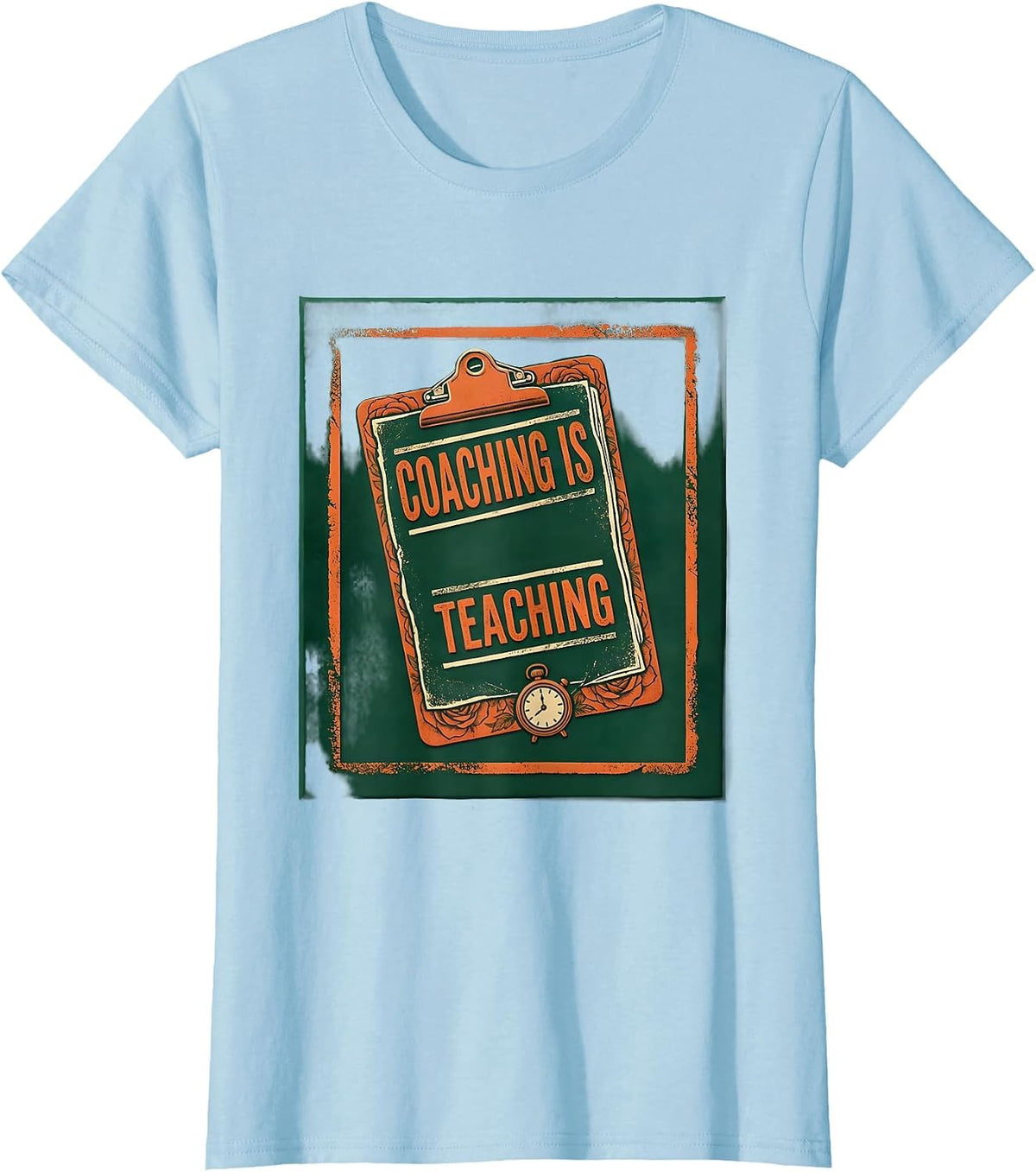 Coaching Is Teaching Rubber Stamp Coach Leopard Appreciation T-Shirt - Baby Blue