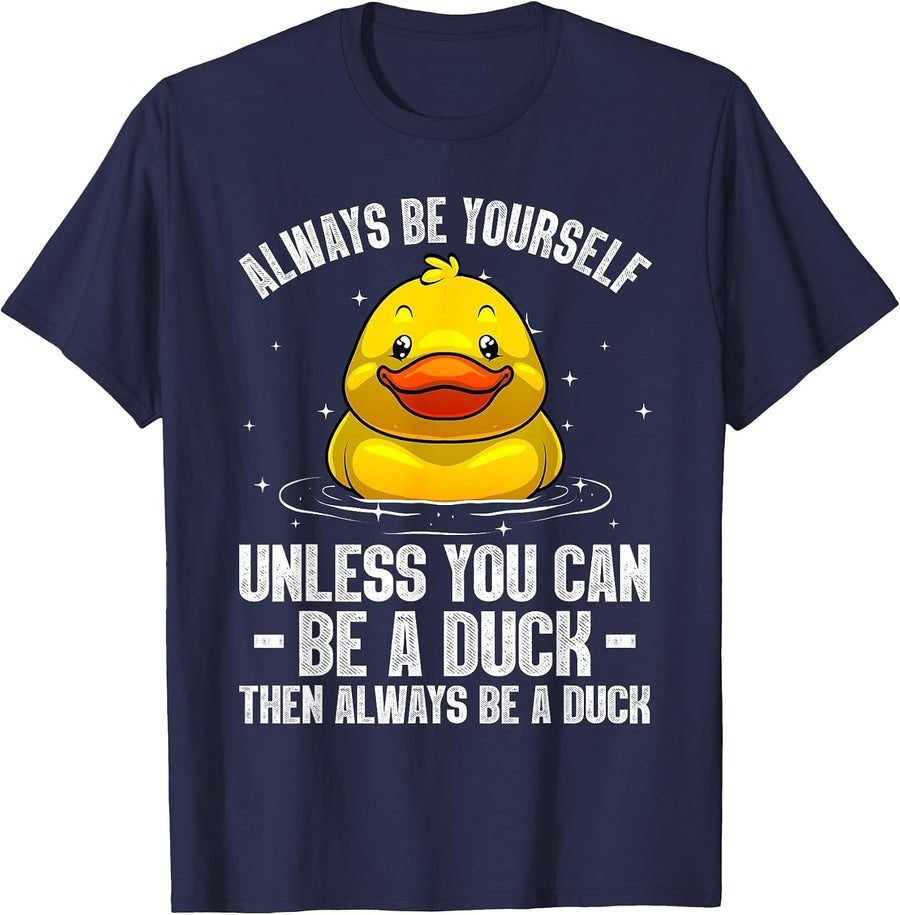 Cute Duck for Men Women Kids Aquatic Bird Rubber Duck Lovers T-Shirt - Navy Blue