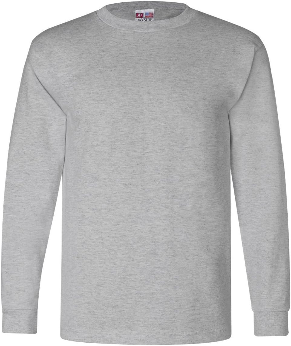 Bayside Men's Classic Style Full Cut Heavyweight T-Shirt, Dark Ash, Large - As Pictured