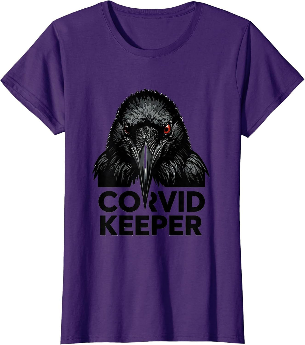 Women's Corvid Keeper Minimalist Crow Bird Gothic Nature Lover T-Shirt - Purple