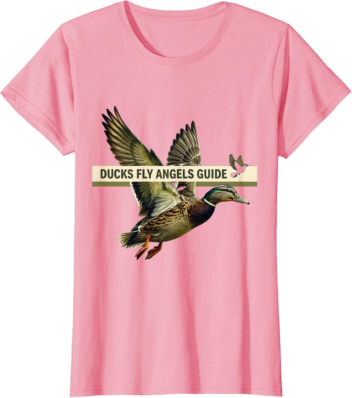 Women's Ducks Fly Angels Guide Duck Camo Design T-Shirt - Pink