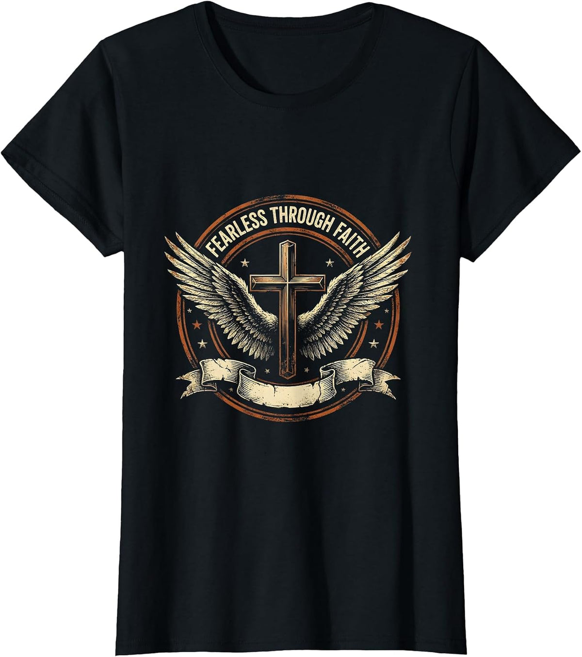 Fearless Through Faith Faith Over Fear Design T-Shirt - Black