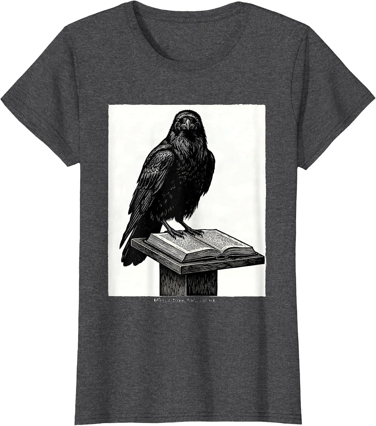 Women's Offered A Second Word Declined Gothic Edgar Allan Poe Raven T-Shirt - Dark Heather Grey