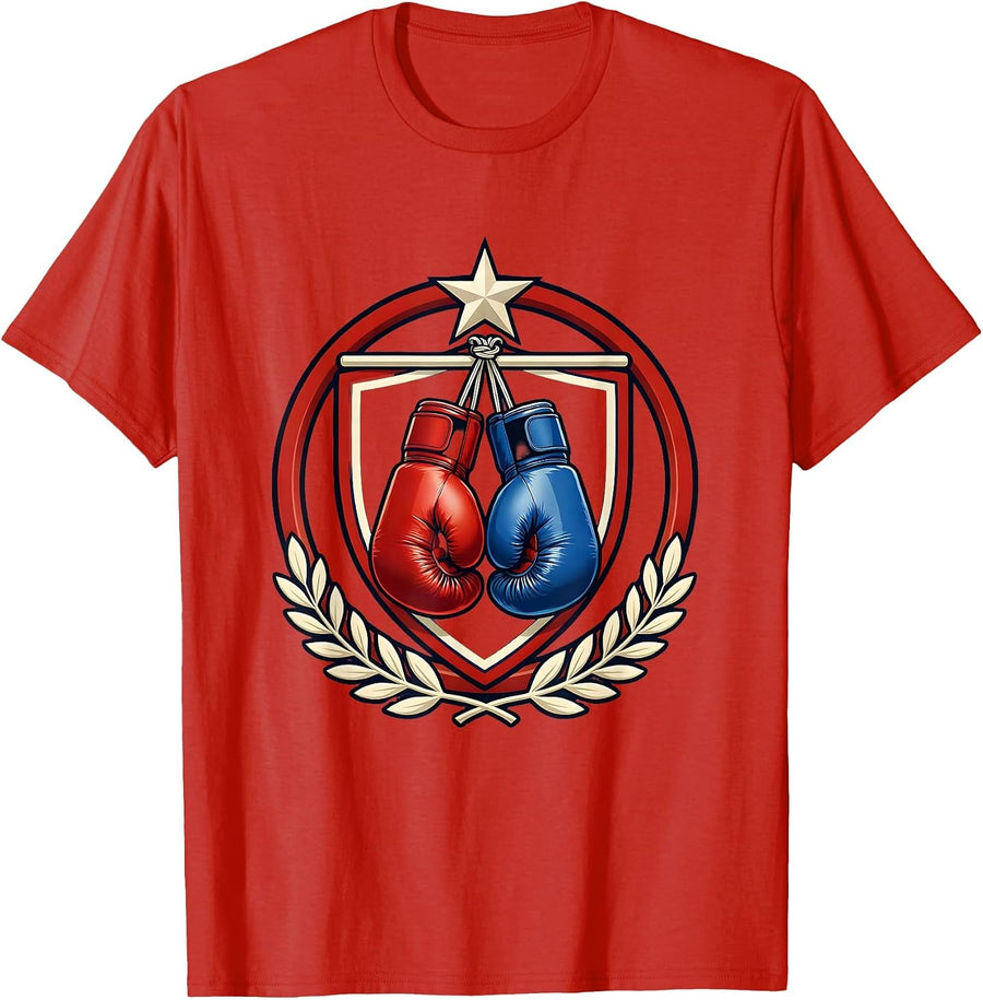 Men's Red White Blue Boxing Gloves Hanging Graphic T-Shirt - Red