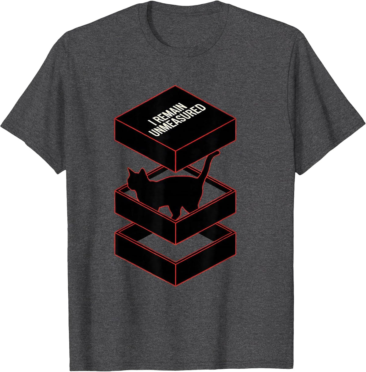 Men's I Remain Unmeasured Funny Quantum Physics Science Geek T-Shirt - Dark Heather Grey