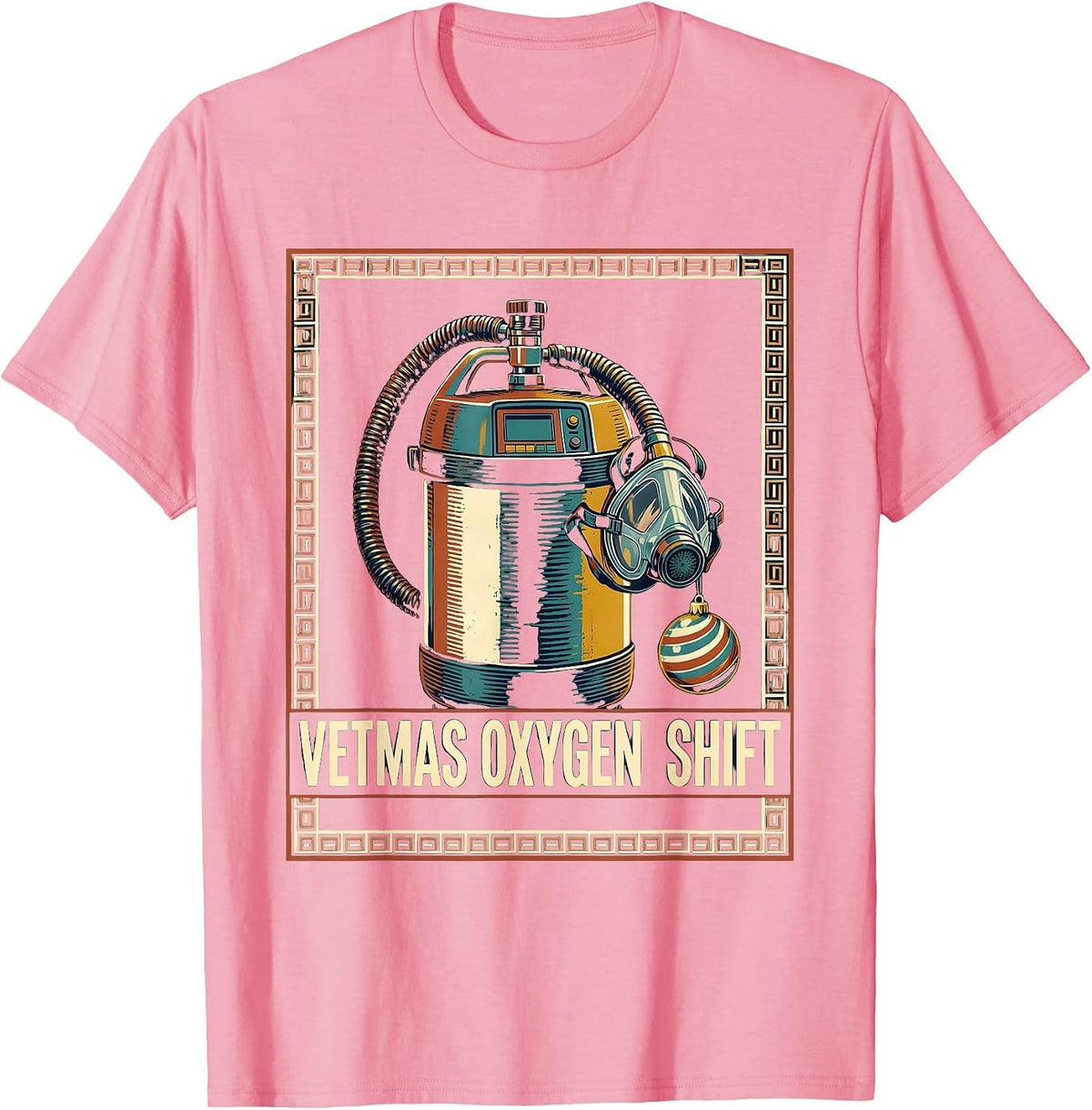 Vetmas Oxygen Shift Funny Vet Tech Christmas Veterinary T-Shirt - Pink