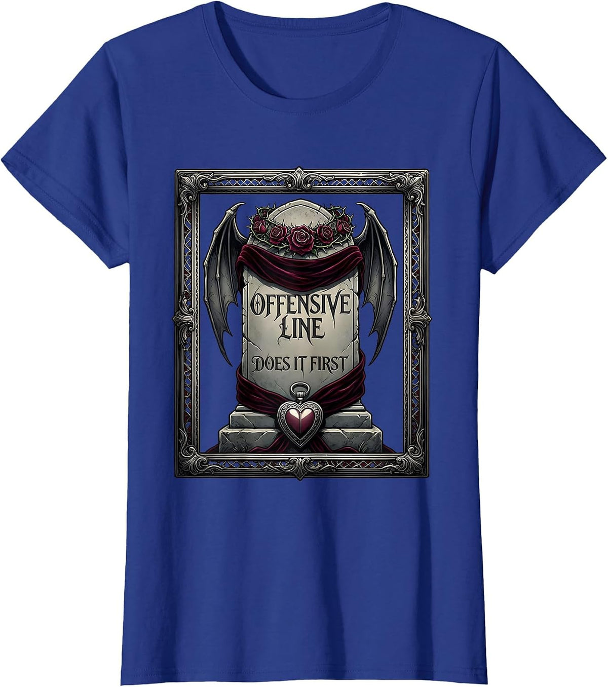 Women's Offensive Line Does It First Lineman Design T-Shirt - Royal Blue