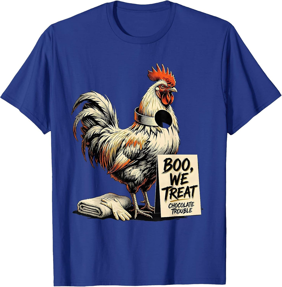 Men's Boo, We Treat Chocolate Trouble Funny Vet Tech Halloween T-Shirt - Royal Blue