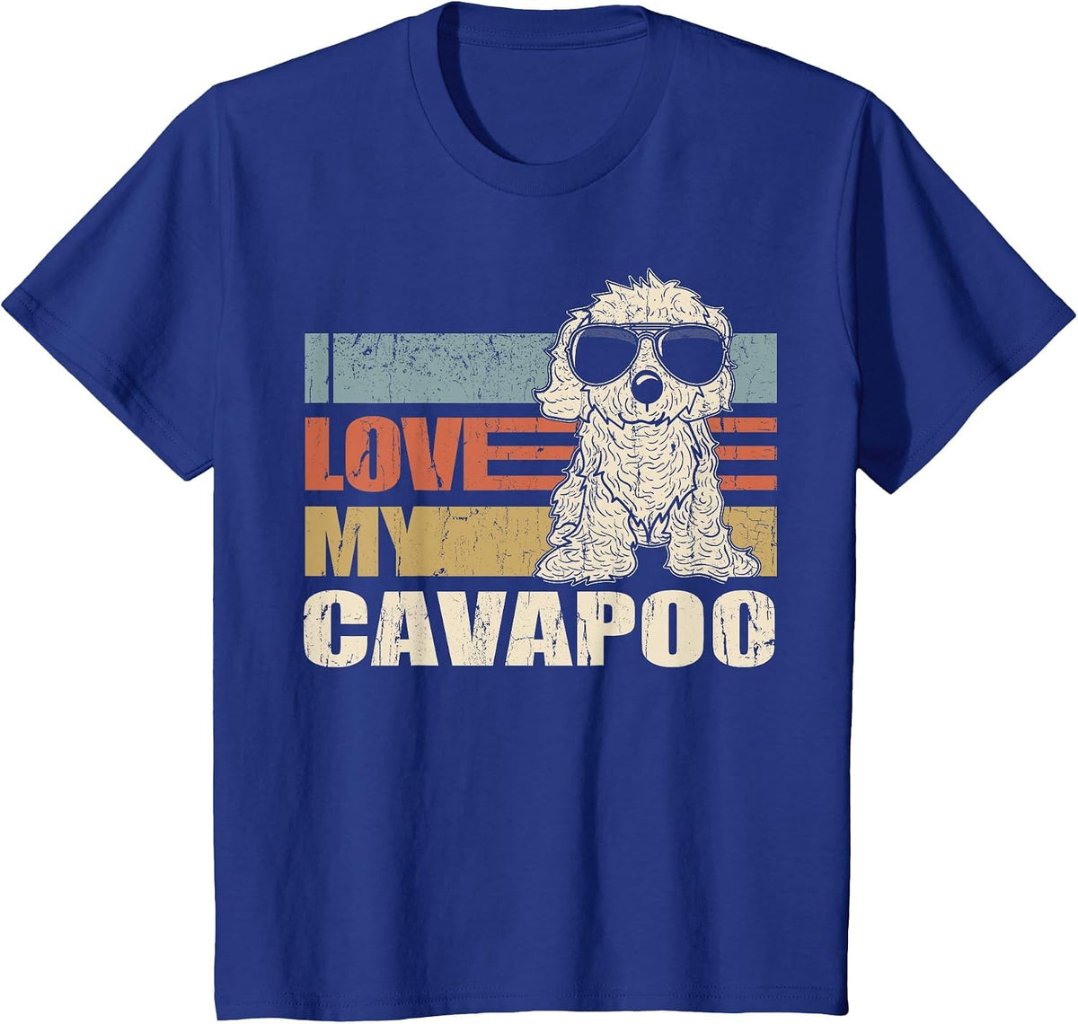 I Love My Cavapoo Cool Dog Vintage Retro T-Shirt - Royal Blue