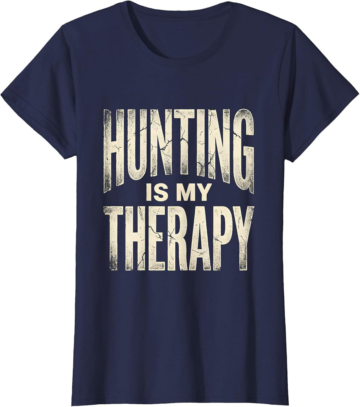 Women's Hunting Is My Therapy Outdoors Design T-Shirt - Navy Blue