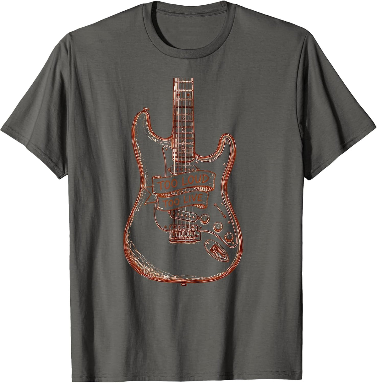 Men's Too Loud Too Live Rock Band Graphic Design T-Shirt - Asphalt Grey