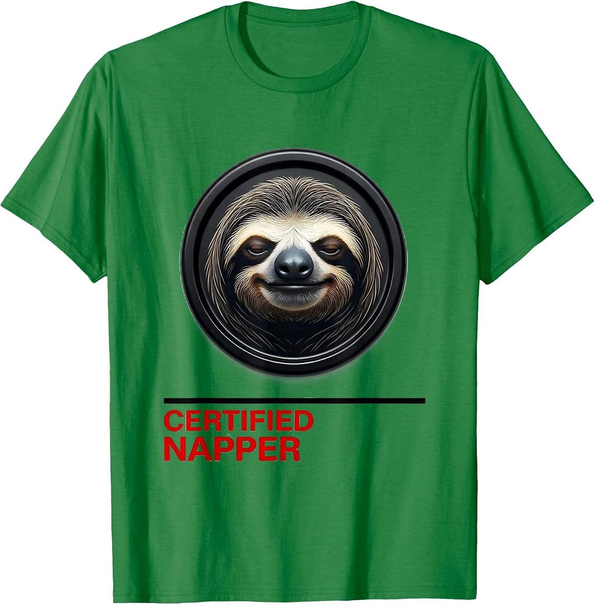 Men's Certified Napper Funny Sloth Humor Novelty Gift T-Shirt - Kelly Green