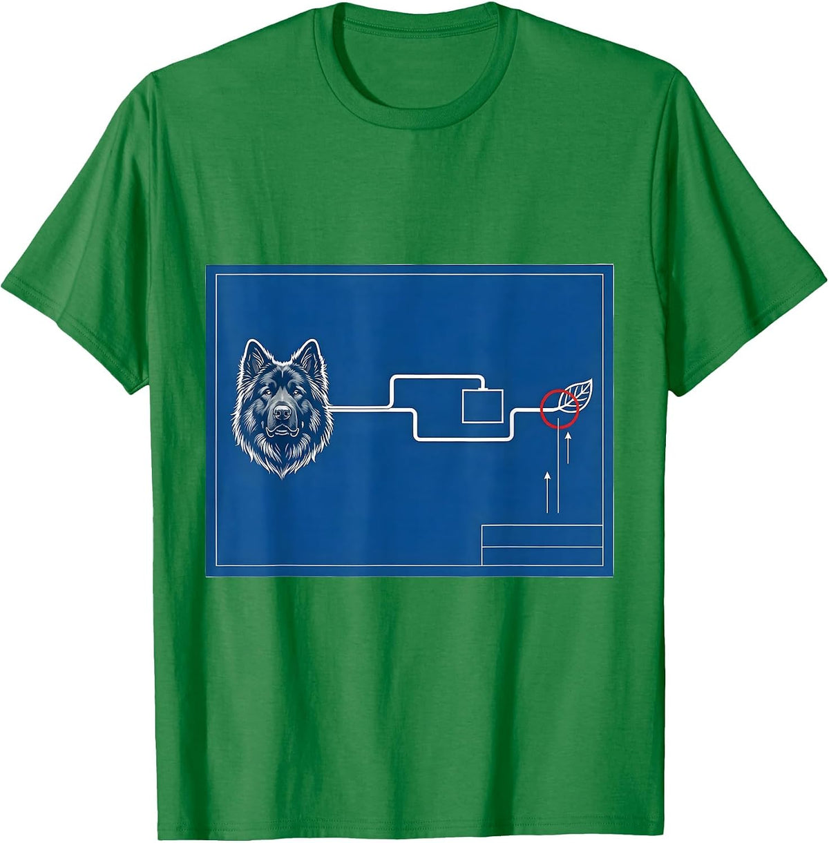 Men's Great Pyrenees Technical Blueprint Dog Owner Humor T-Shirt - Kelly Green
