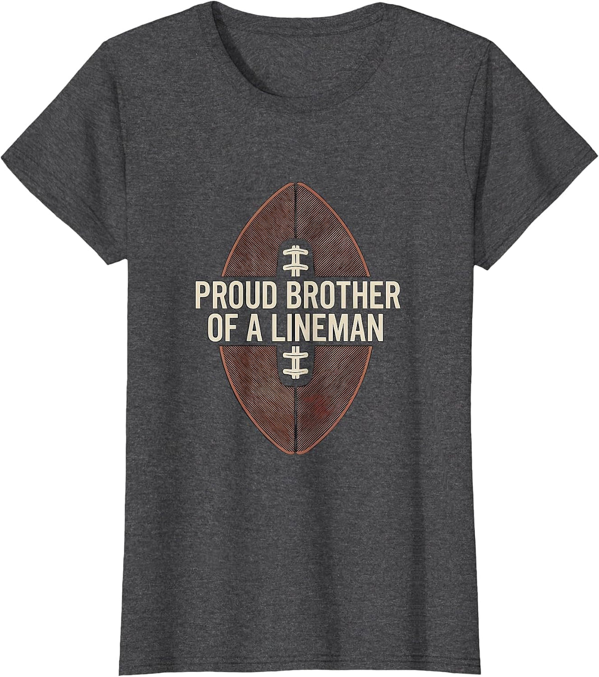 Women's Proud Brother Of A Lineman Football Family Game Day T-Shirt - Dark Heather Grey