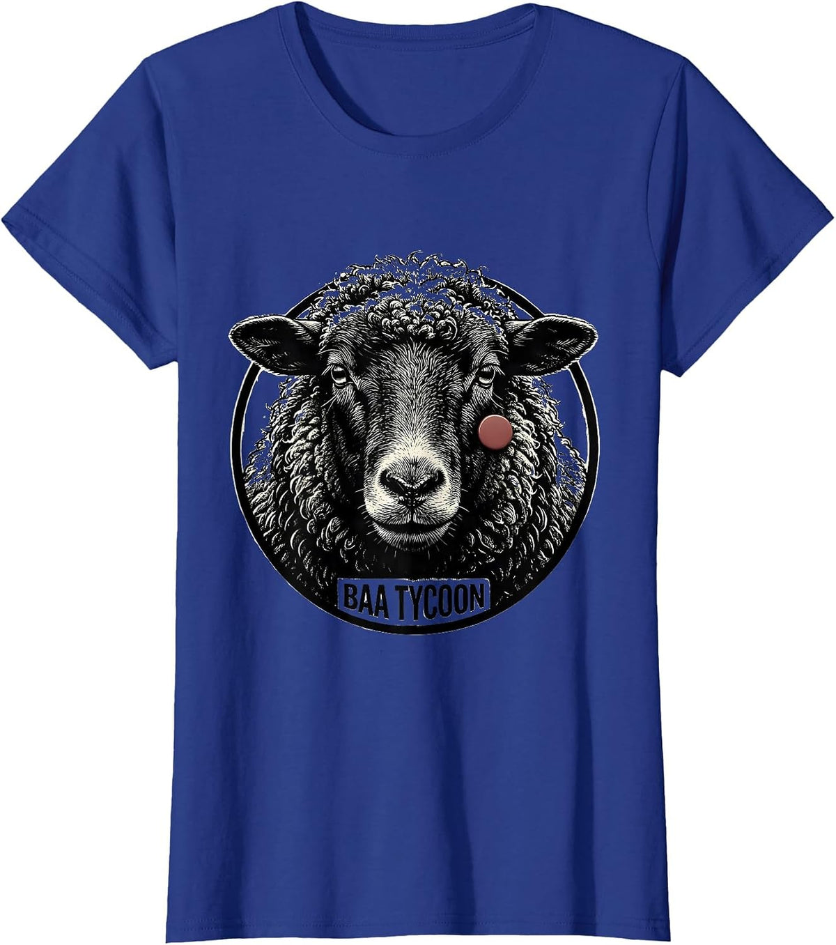 Women's Baa Tycoon Funny Farm Animal Photo Humor Sheep Lover T-Shirt - Royal Blue