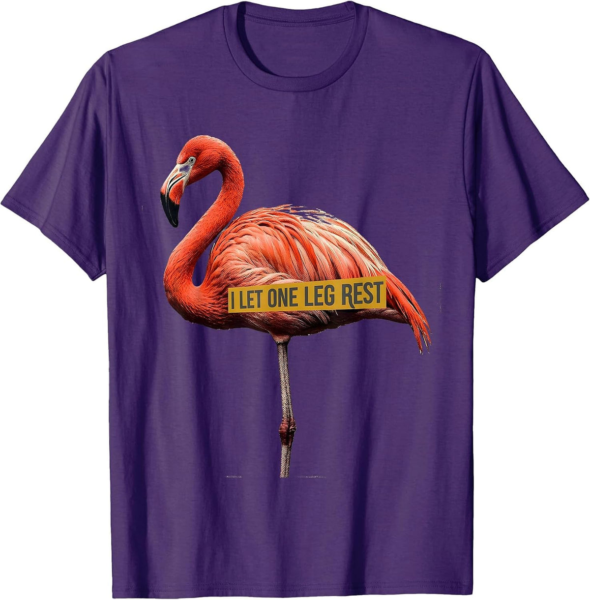 Men's I Let One Leg Rest Funny Flamingo Animal Humor Retro T-Shirt - Purple