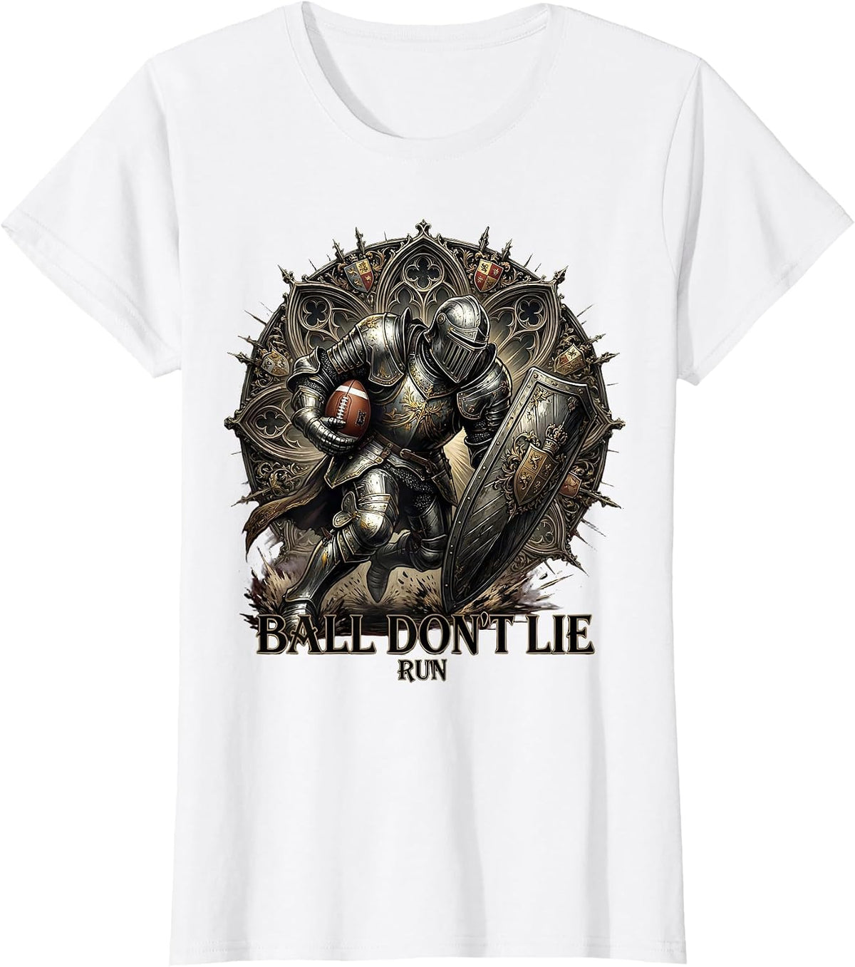Run The Dang Ball Football Graphic Design T-Shirt - White