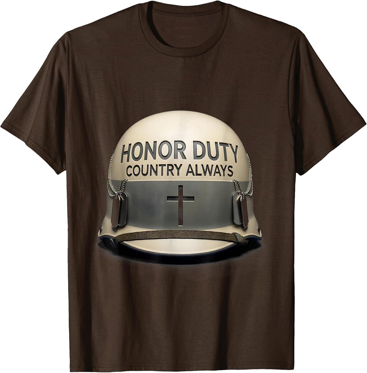 Honor Duty Country Always Veteran Patriotic Design T-Shirt - Brown