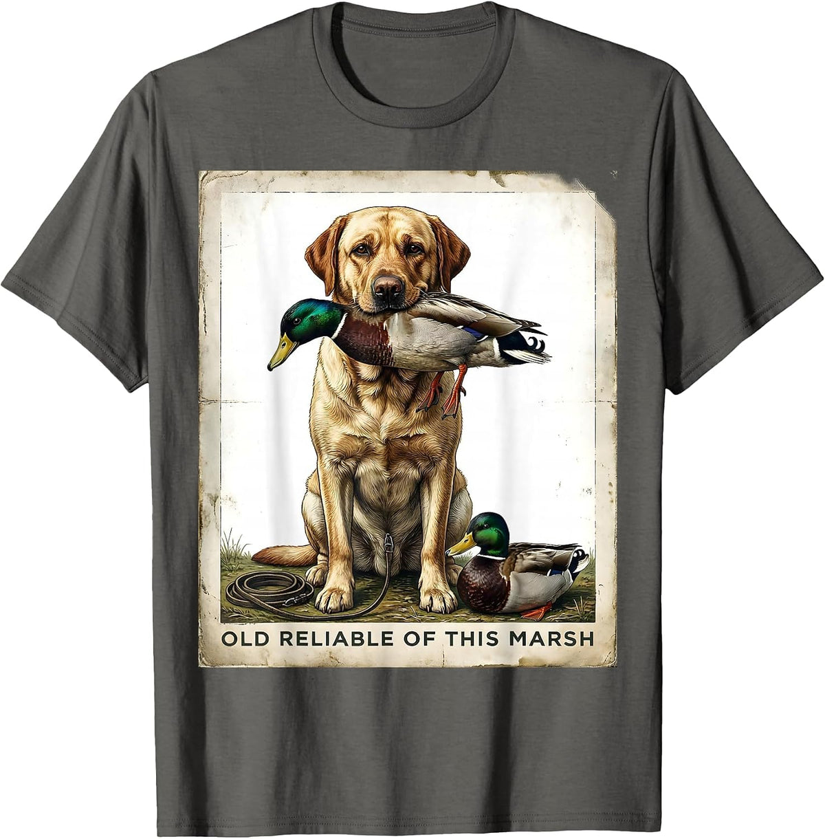 Men's Old Reliable Of This Marsh Vintage Labrador Duck Hunting T-Shirt - Asphalt Grey