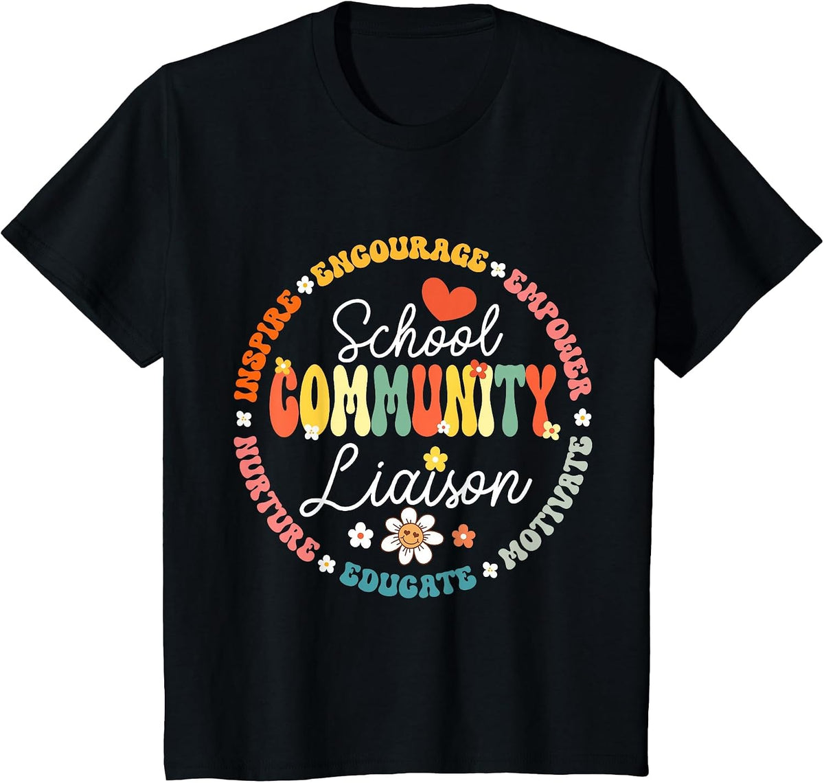 Groovy School Community Liaison Back to School Appreciation T-Shirt - Black