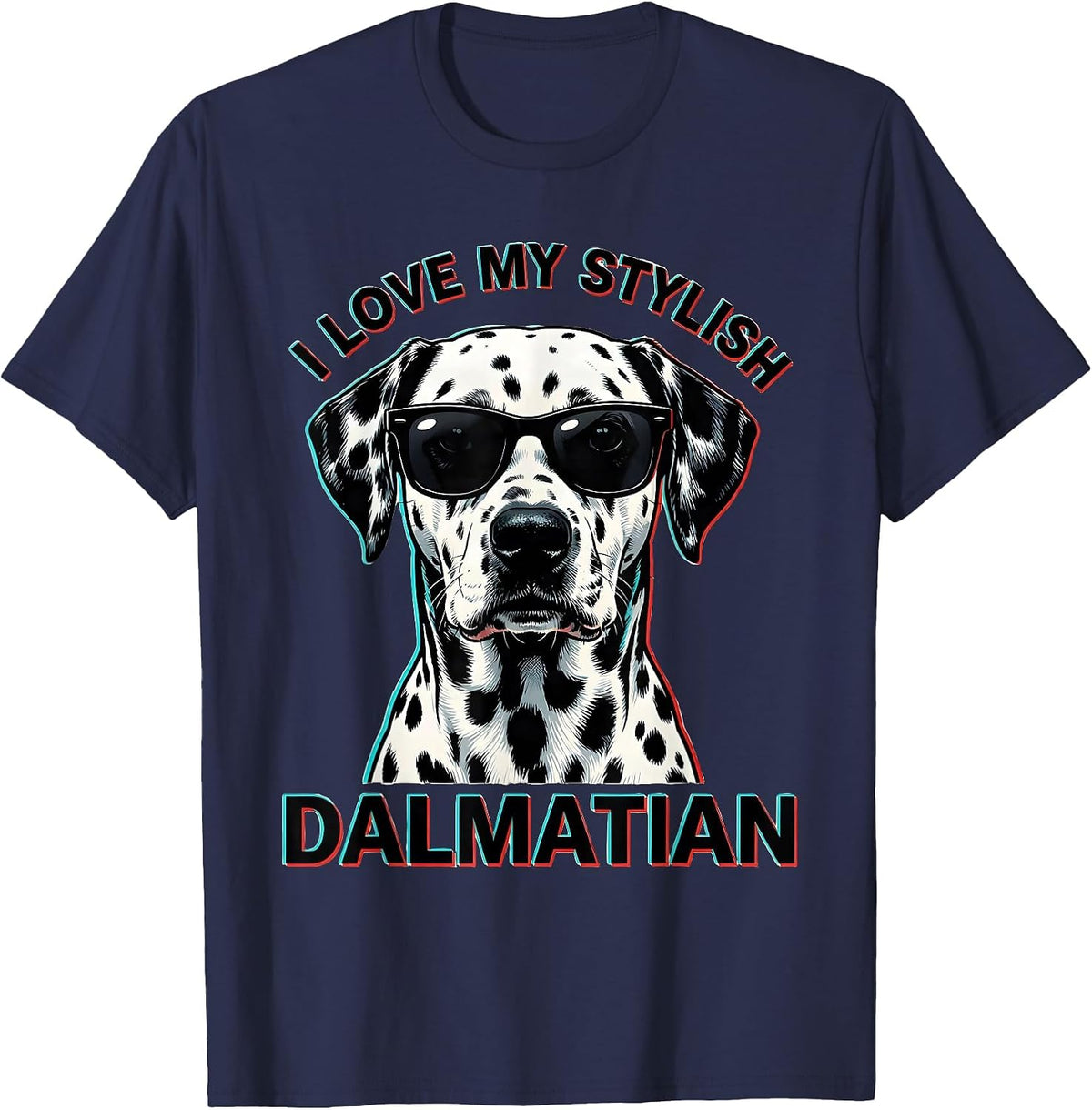 I Love My Stylish Dalmatian Pop Art Dog Owner Portrait T-Shirt - Navy Blue