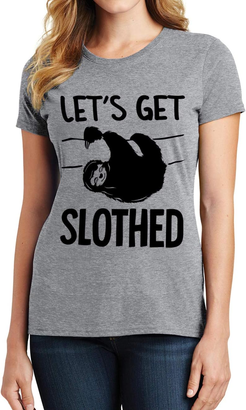 Lets Get Slothed Funny Sloth Lover Womens T-Shirt - Heather Grey