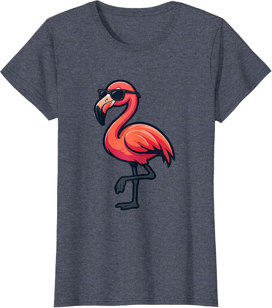 Flamingo Mascot Cool Novelty Bird Lover Gift T-Shirt, Women, Heather Blue, XX-Large - As Pictured