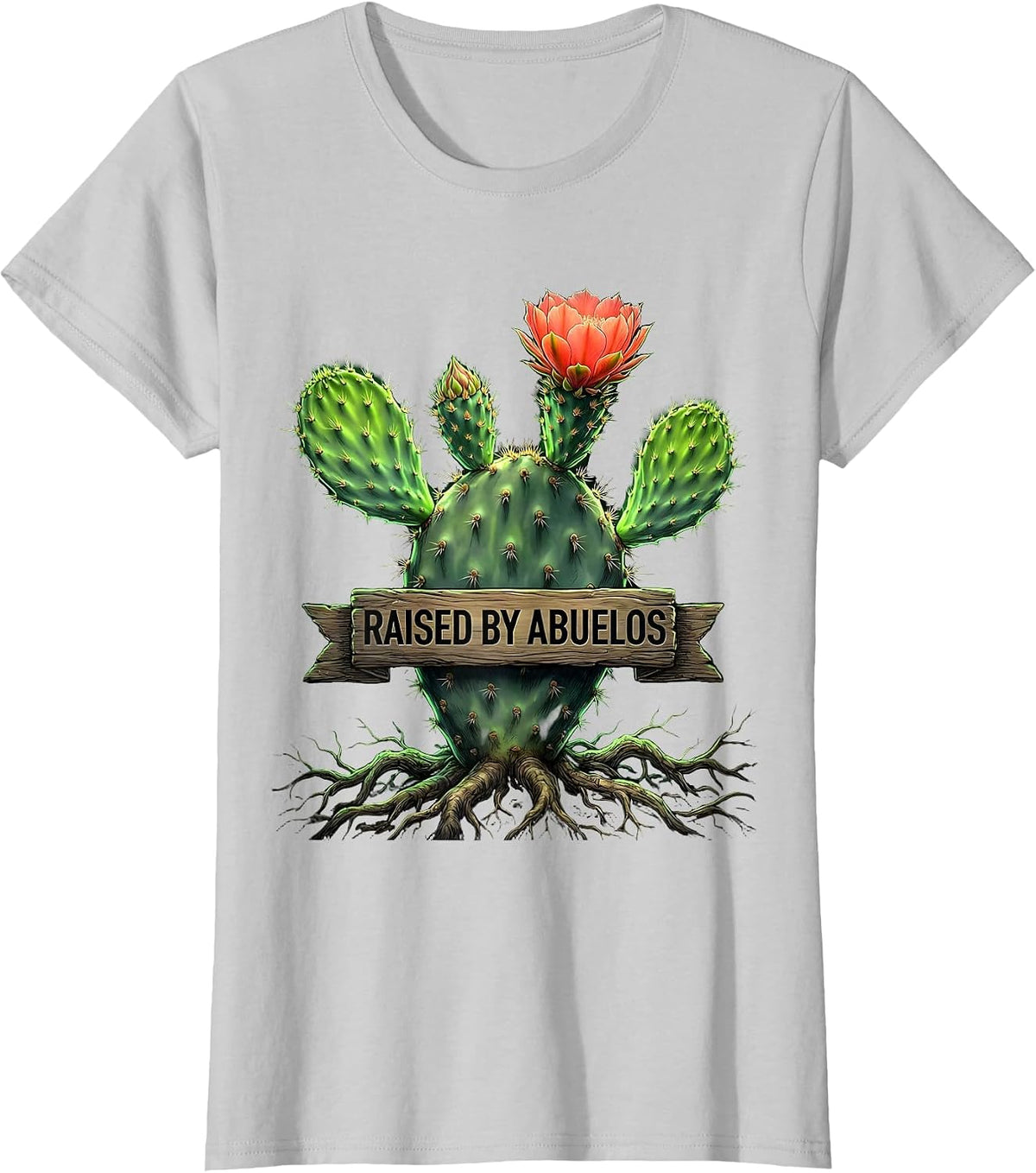 Raised by Abuelos Mexican Heritage Design T-Shirt - Silver Grey