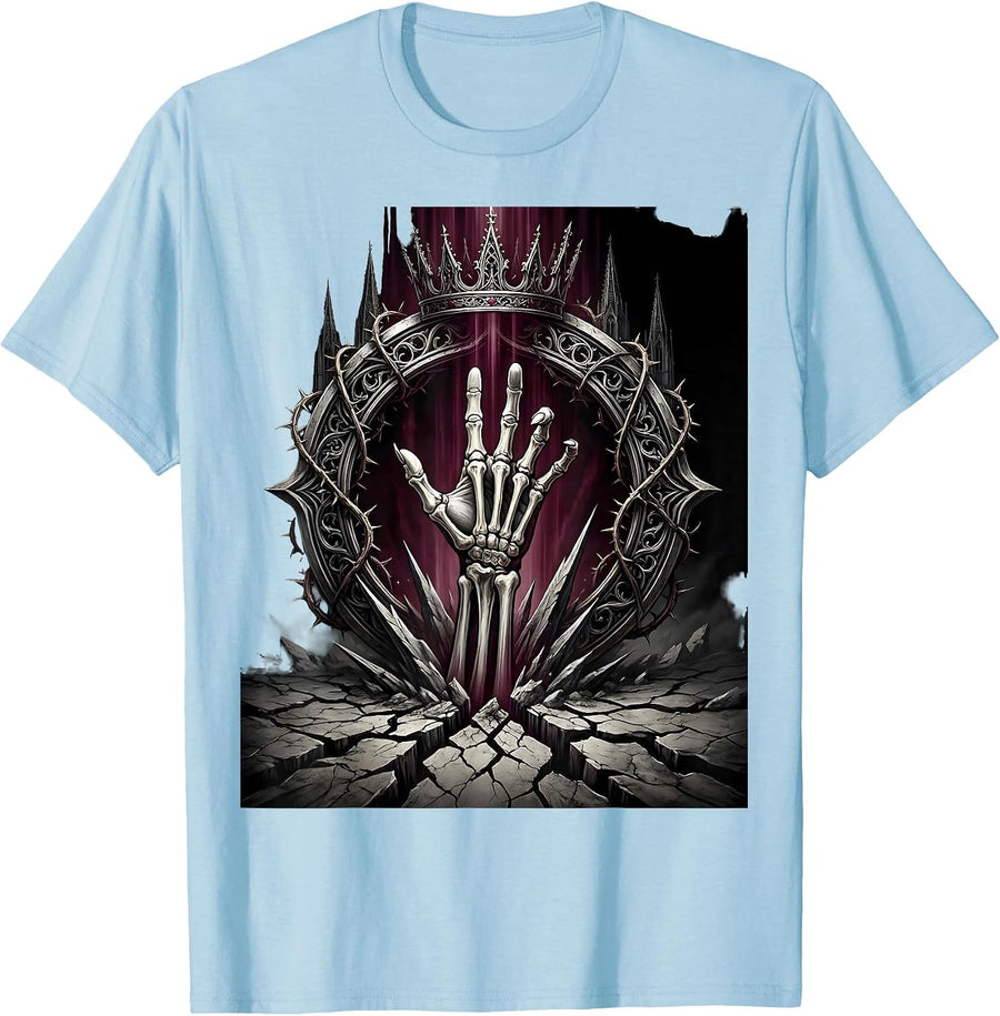 Men's Emo Rising Hand Cracked Earth Graphic Design T-Shirt - Baby Blue