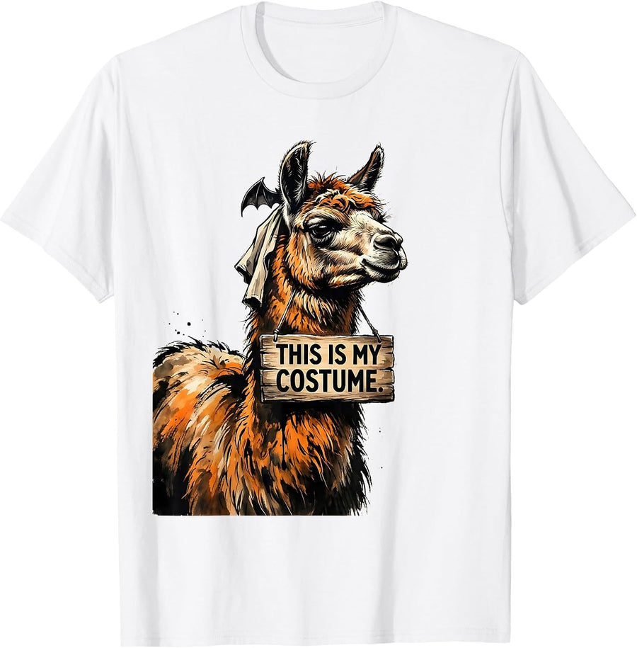 Men's This Is My Costume Funny Llama Alpaca Animal Lover Halloween T-Shirt - White