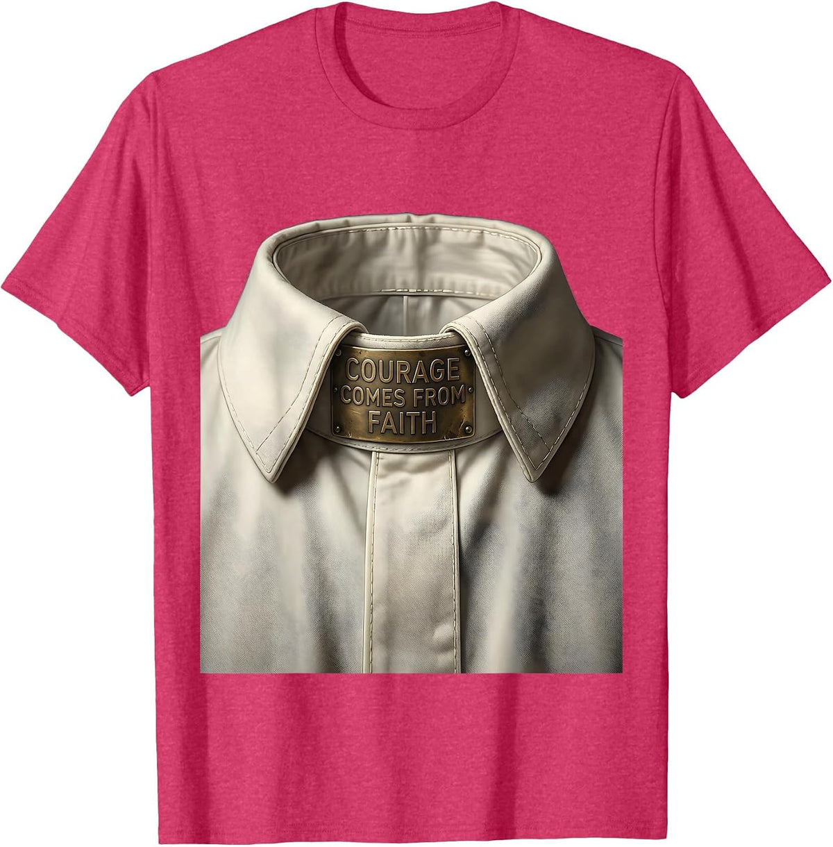 Courage Comes From Faith Over Fear Design T-Shirt - Red Heather