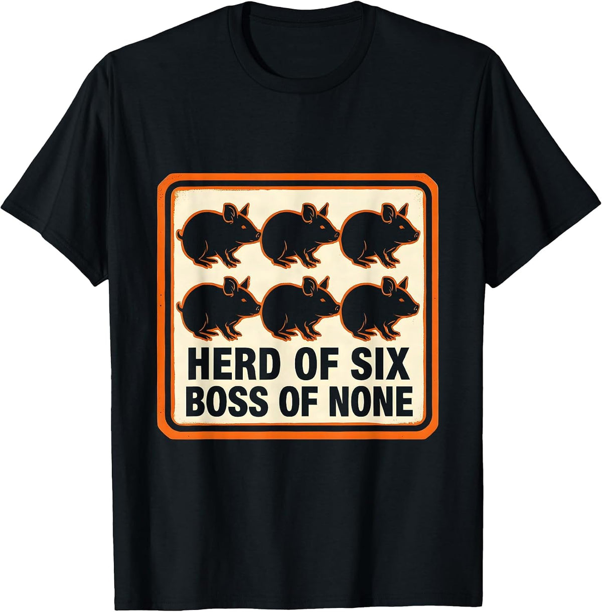 Men's Herd Of Six, Boss Of None Funny Guinea Pig Owner Cavy Lover T-Shirt - Black