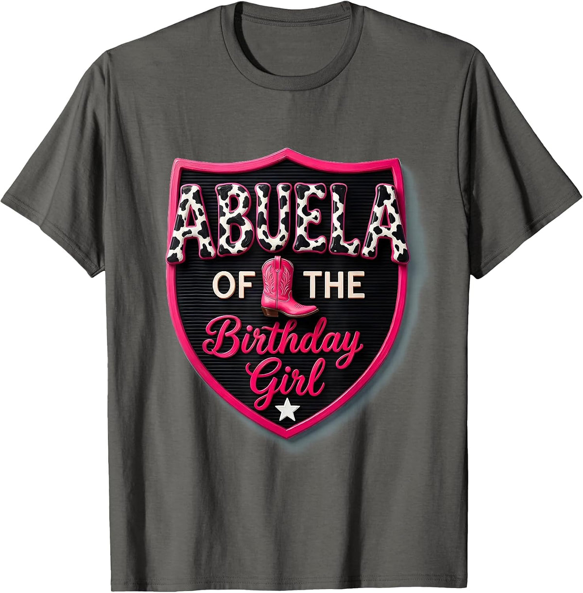 Men's Abuela Of The Birthday Girl Farm Cow 1St Birthday Girl T-Shirt - Asphalt Grey