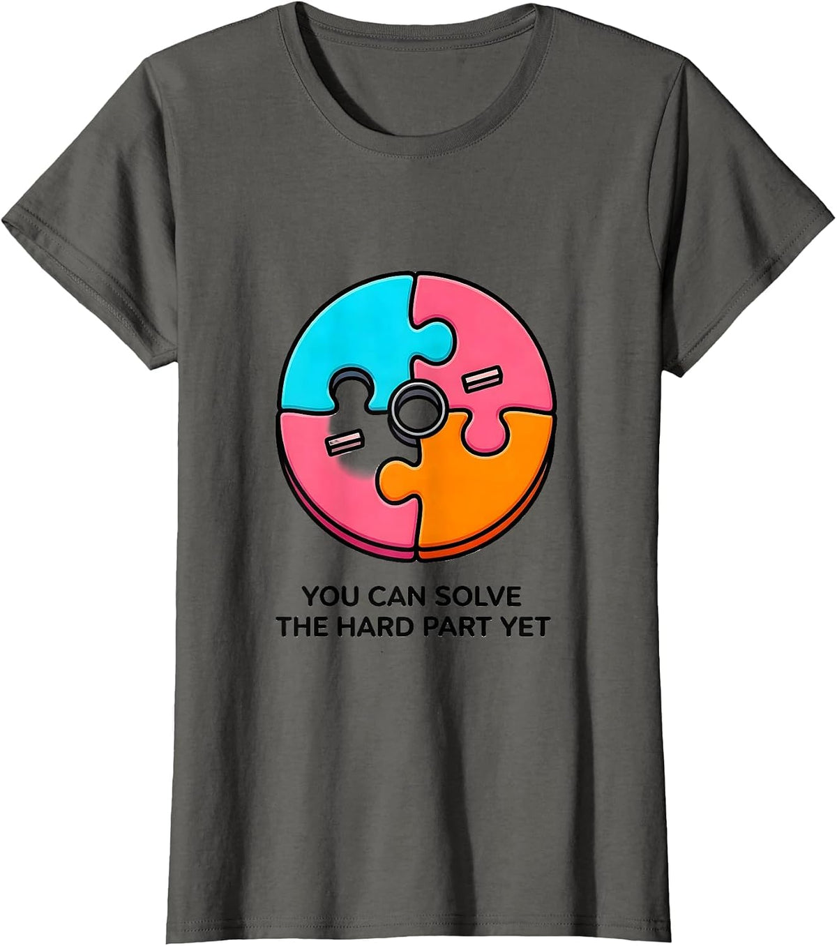 Women's You Can Solve The Hard Part Yet Growth Mindset Teacher T-Shirt - Asphalt Grey