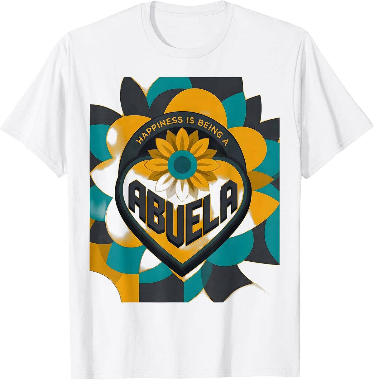 Happiness Is Being A Abuela Midcentury Modern Grandma T-Shirt - White