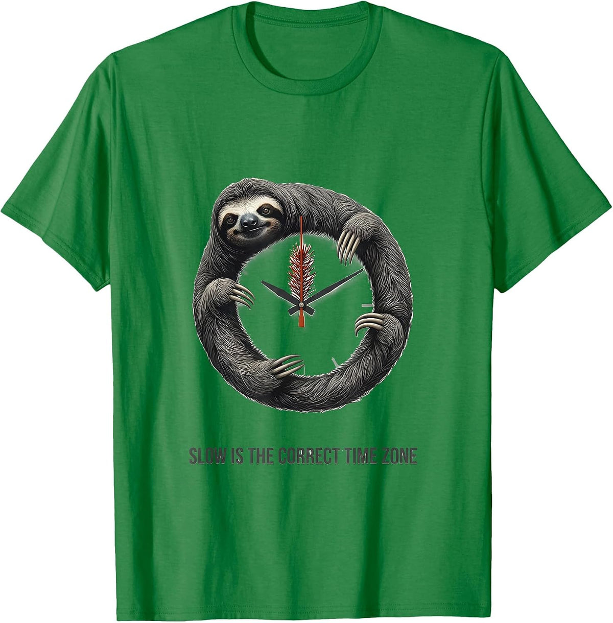 Men's Slow Is The Correct Time Zone Funny Sloth Lover Christmas T-Shirt - Kelly Green