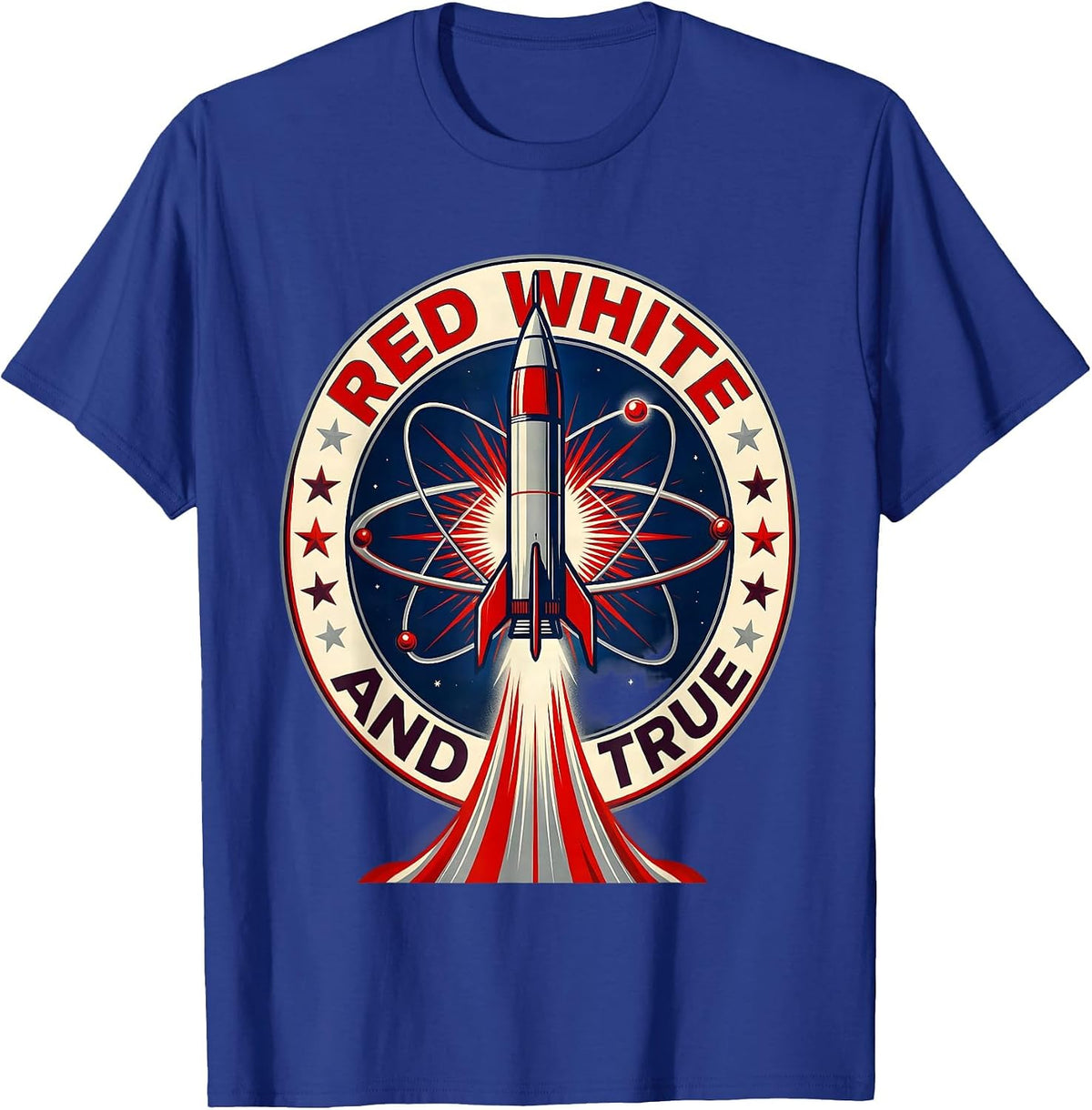 Red White and True USA Patriotic Design T-Shirt - Royal Blue