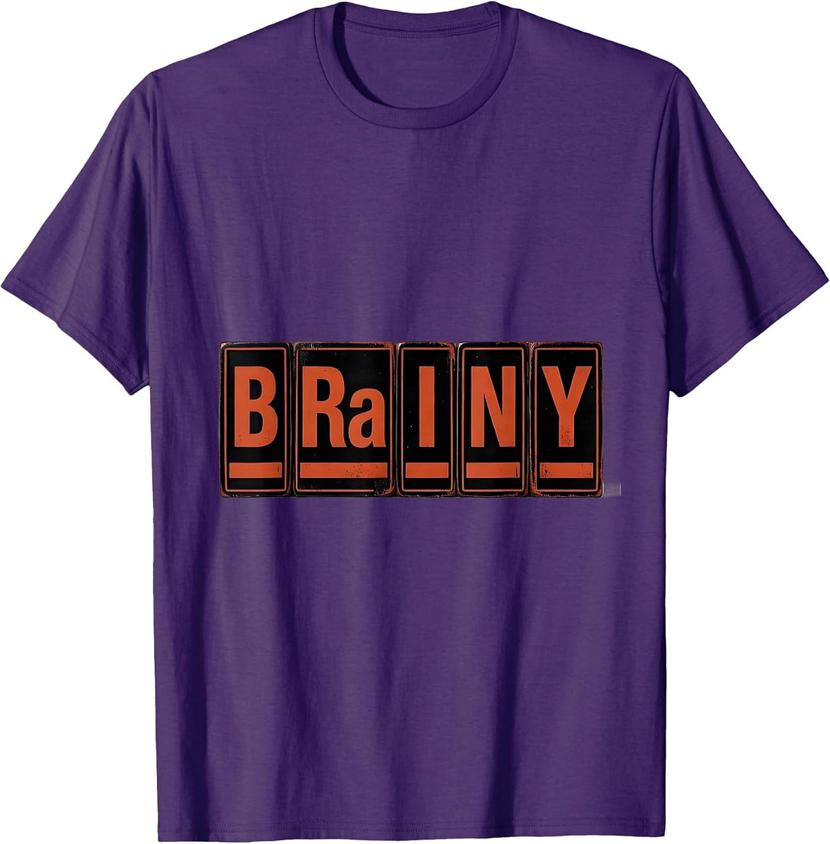 BRAINY Wood Type Letterpress Periodic Table Chemistry Humor T-Shirt - Purple